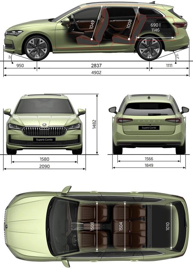 Superb Combi rozměry